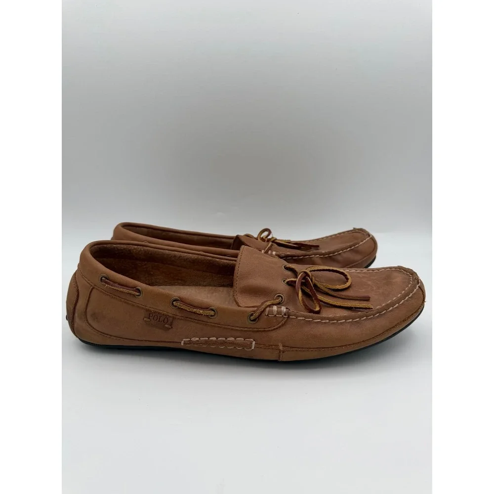 Polo Ralph Lauren Wyndings Tan Leather Driving Loafers Mens Size 13D 14557